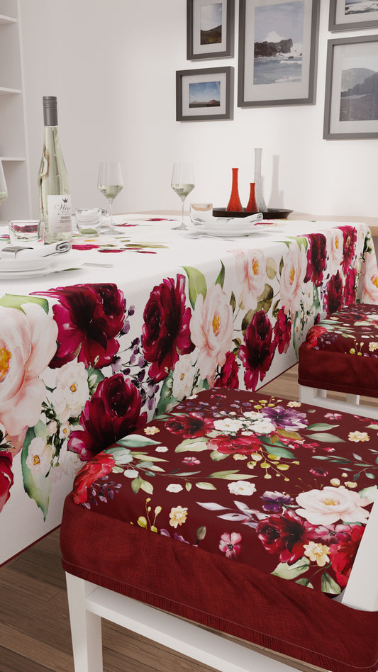 Coussins pour Chaises avec Élastique Housses de Chaise en Impression Digitale Florale-07 Bordeaux
