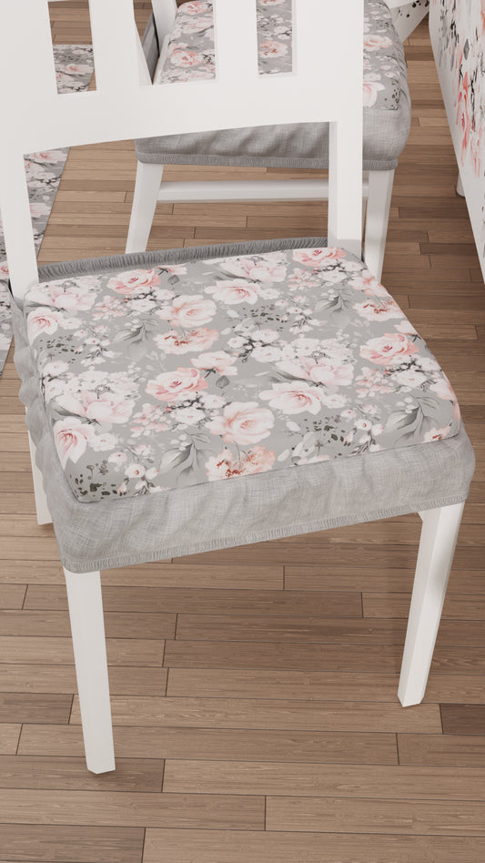 Coussins pour Chaises avec Élastique Housses de Chaise en Impression Digitale Florale-17 Gris