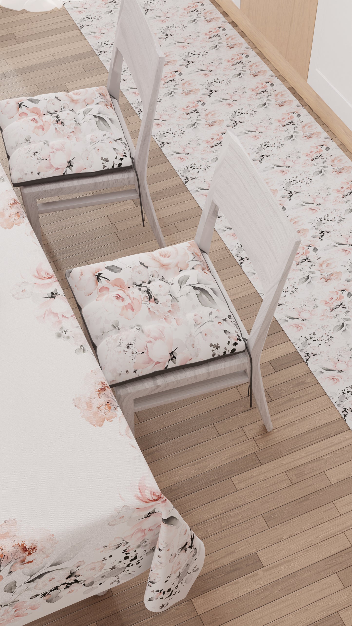 Tappeto Cucina Antiscivolo Passatoia Cucina lavabile, Floreale-17 Bianco.