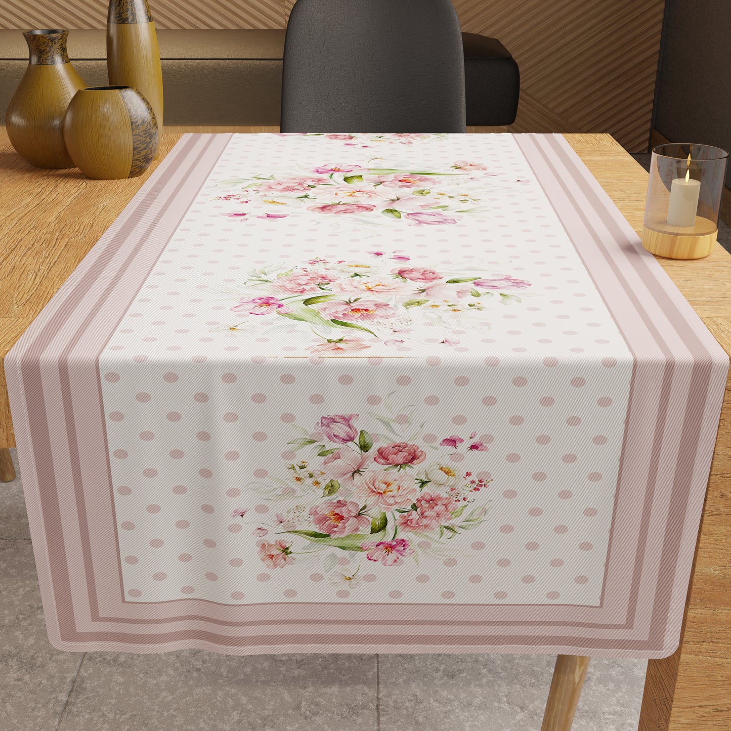 Promo Cucina Shabby Pois Beige Tovaglia in Stampa Digitale + Tovaglia Trasparente + Runner in Omaggio.