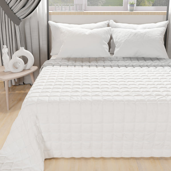 Courtepointe couvre-lit printanière automnale double face Blanc Gris