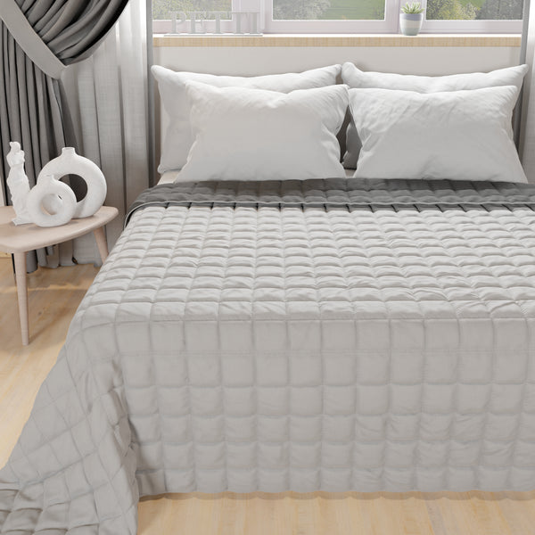 Courtepointe couvre-lit printanière automnale double face Gris