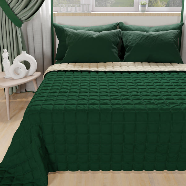 Courtepointe couvre-lit printanière automnale double face Vert Taupe