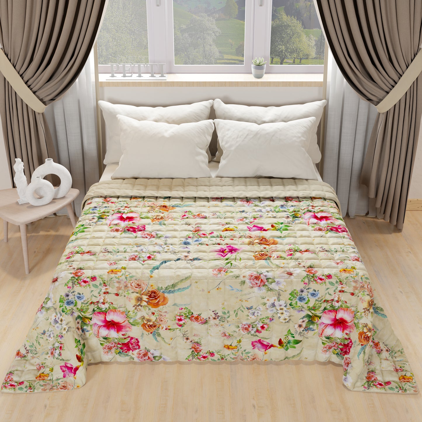 Couvre-lit Spring Autumn Quilt en impression numérique Spring Taupe