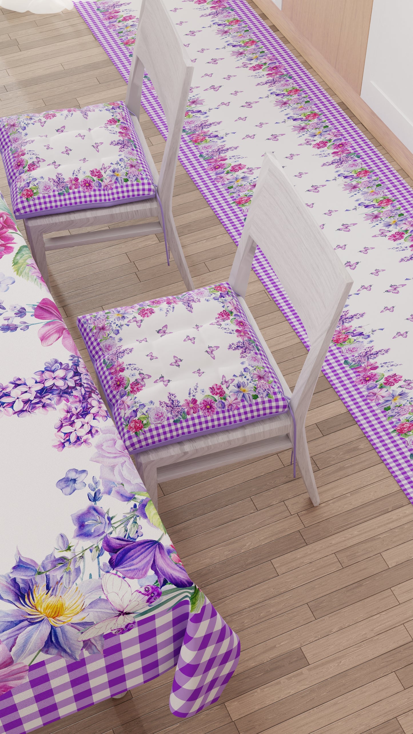 Stain-resistant Easter tablecloth, Vichy Purple Easter kitchen tablecover