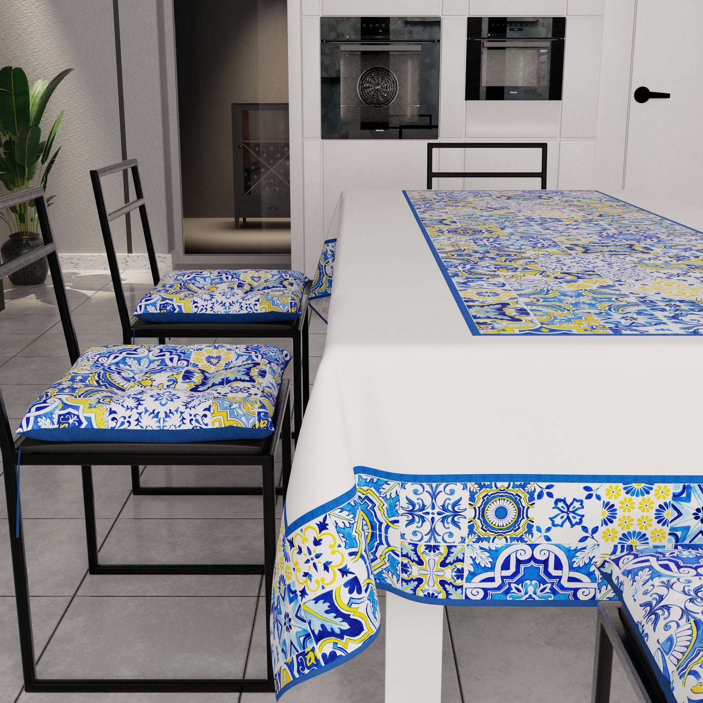 Coussins de chaise Housse de chaise 6 pièces Vietri 02 Bleu