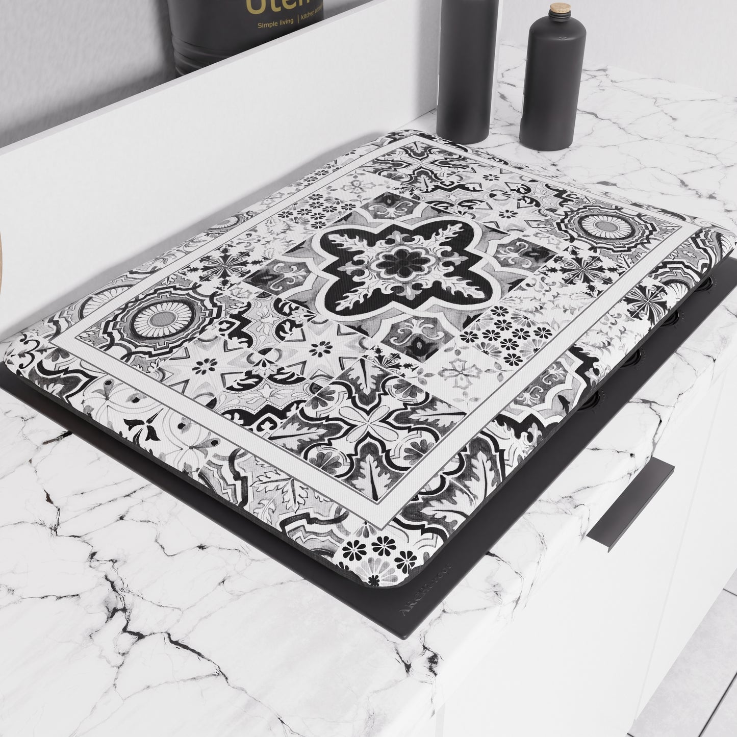 Coprifornello Geometrico Coprifuochi Cucina in Stampa Digitale Vietri 02 Nero