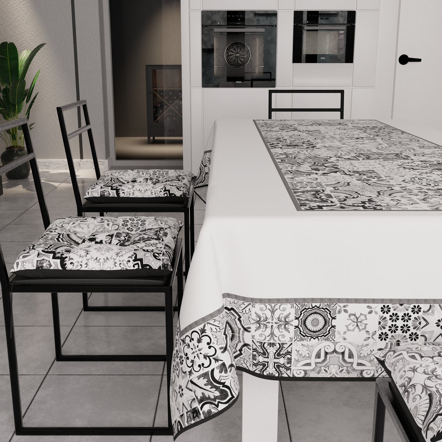 Cuscini per Sedie Coprisedia 6 Pezzi Vietri 02 Nero