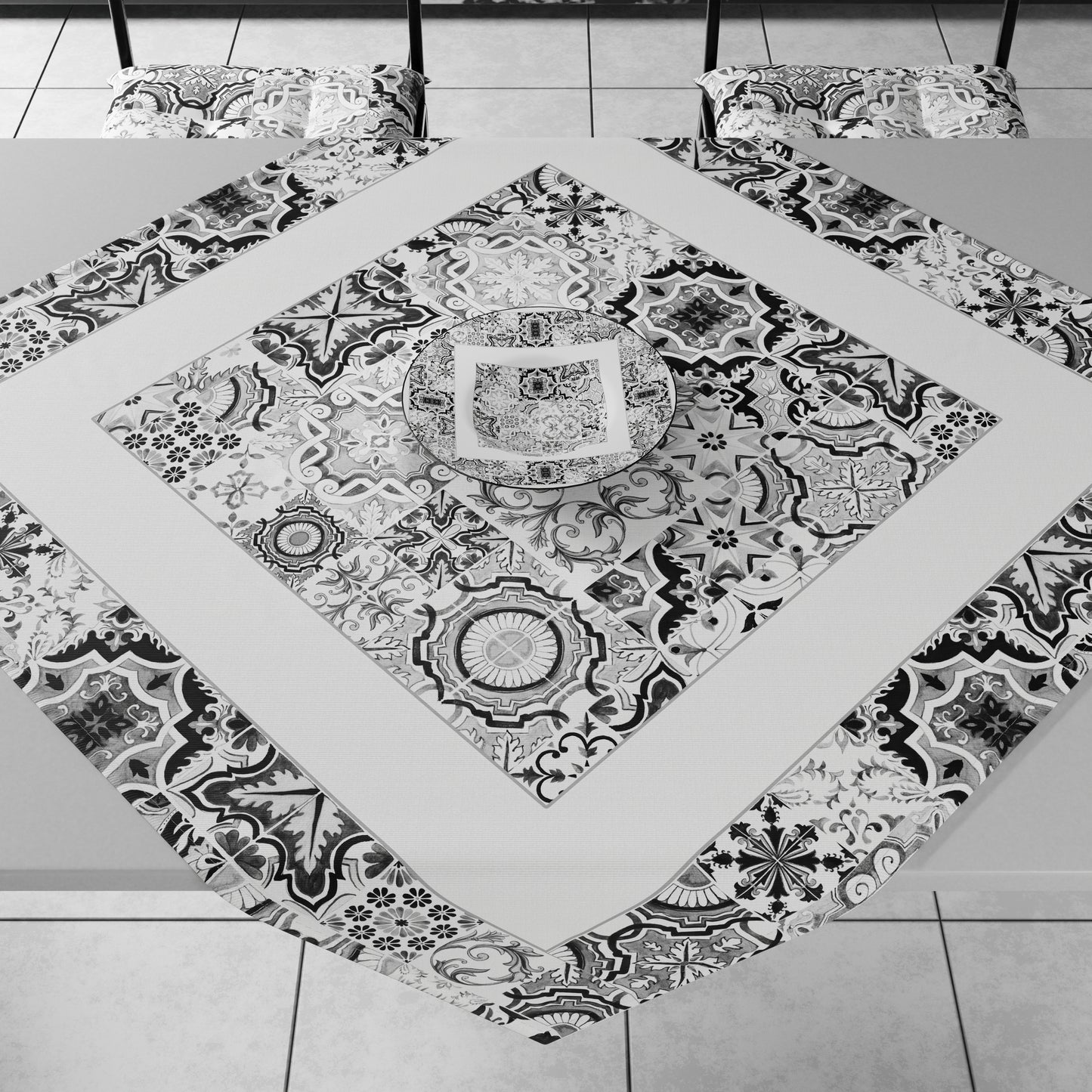 Centre de Table Géométrique pour Cuisine en Impression Numérique Vietri 02 Noir