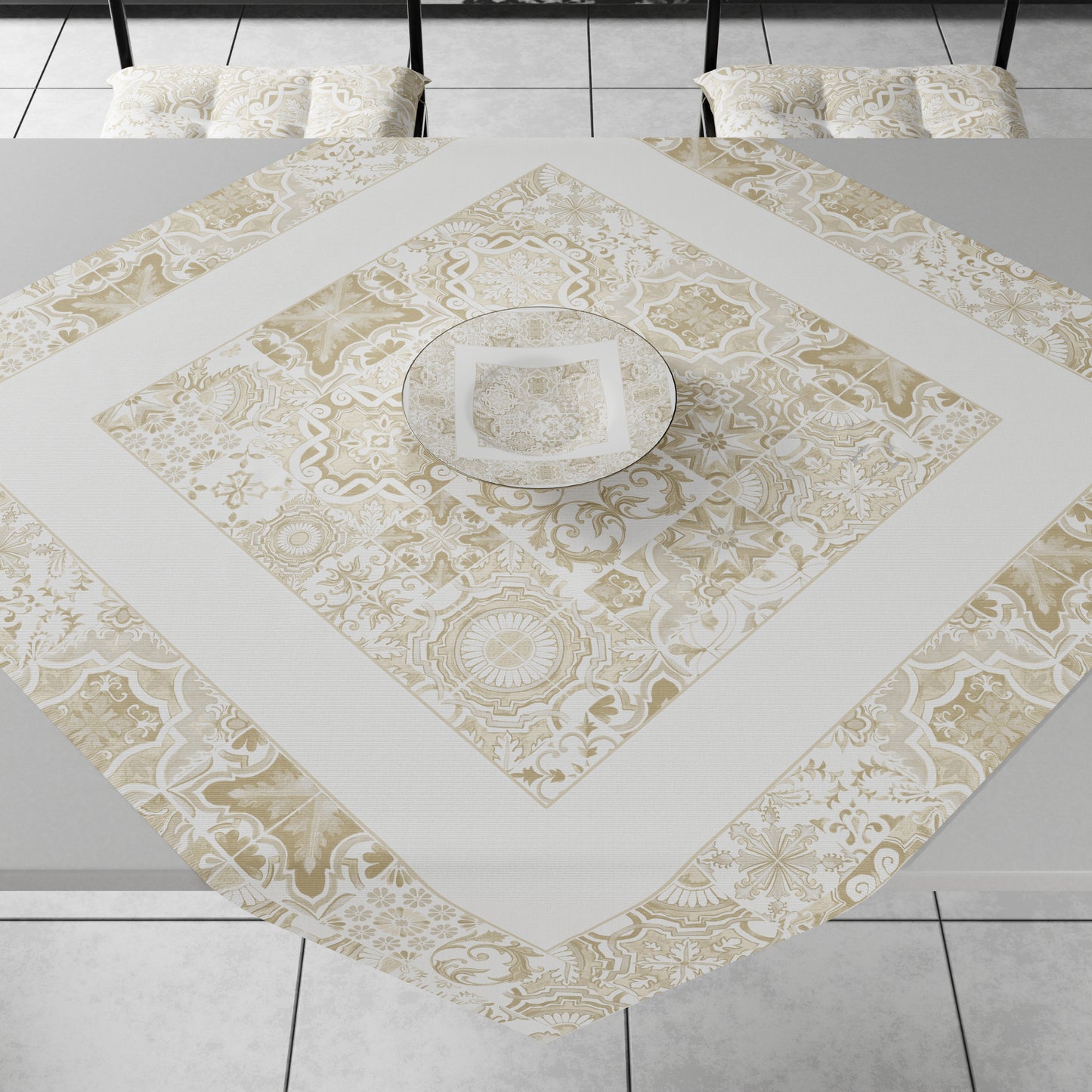 Centre de table géométrique pour cuisine en impression numérique Vietri 02 Beige