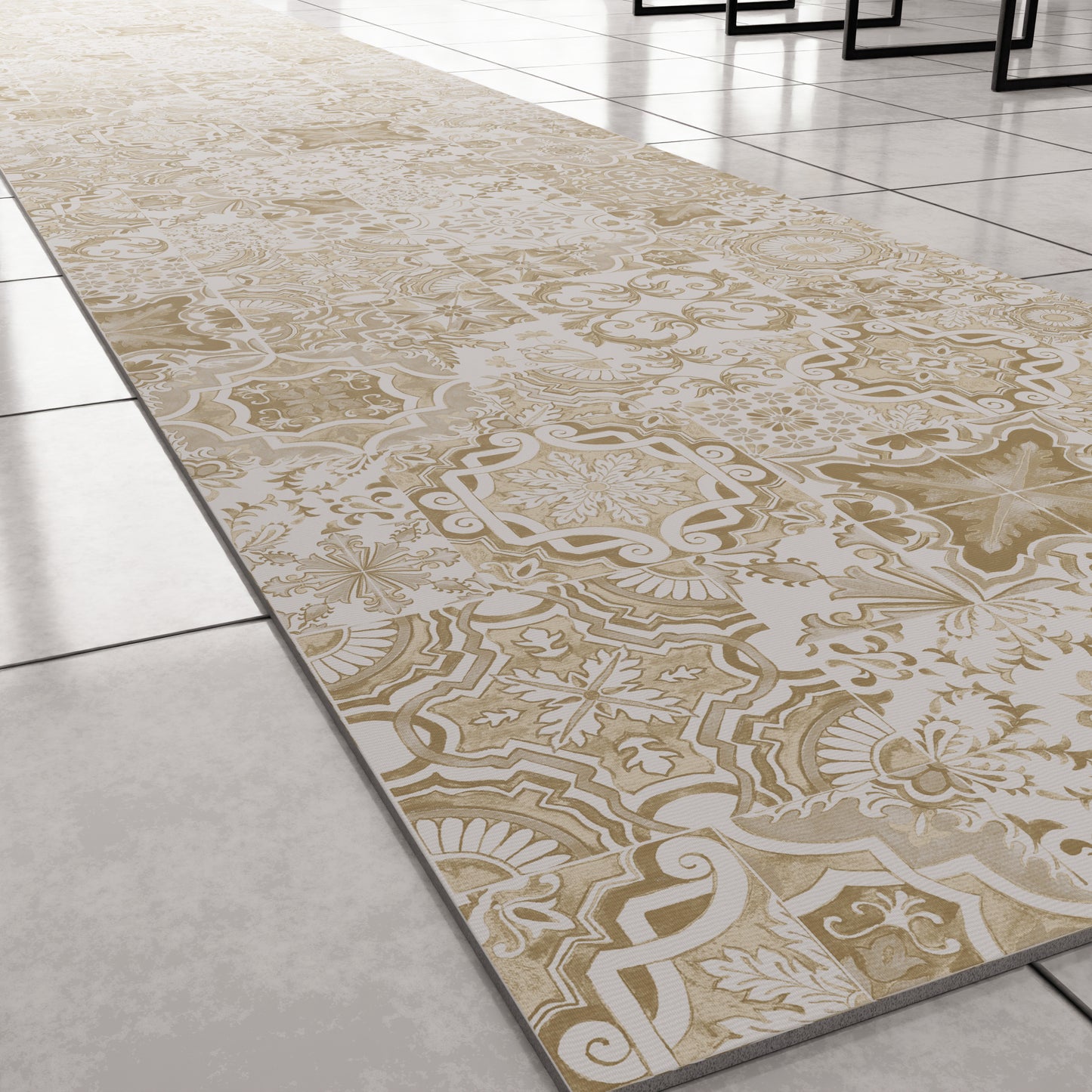 Modern Non-Slip Kitchen Rug Washable Kitchen Rug Vietri 02 Beige