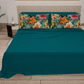 Lenzuola in Cotone, Completo Letto con Federe in Stampa Digitale Petalo 04 Ottanio