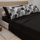 Lenzuola in Cotone, Completo Letto con Federe in Stampa Digitale Circle Grigio Nero