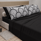 Lenzuola in Cotone, Completo Letto con Federe in Stampa Digitale Delta Grigio Nero