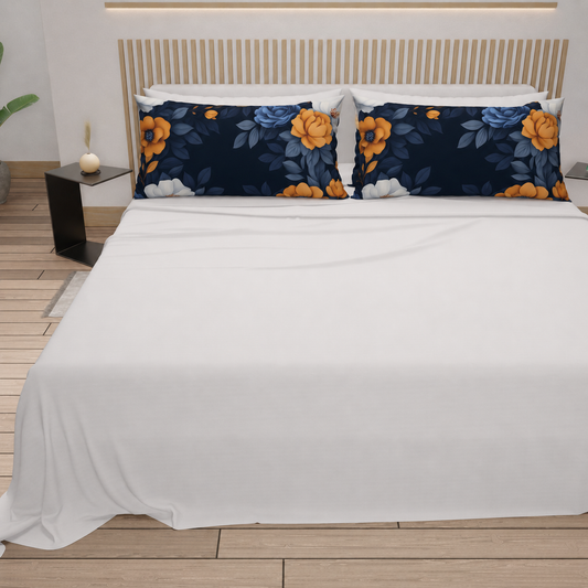 Lenzuola in Cotone, Completo Letto con Federe in Stampa Digitale Autunno 04 Bianco