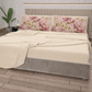 Lenzuola in Cotone, Completo Letto con Federe in Stampa Digitale Petalo 13 Panna.