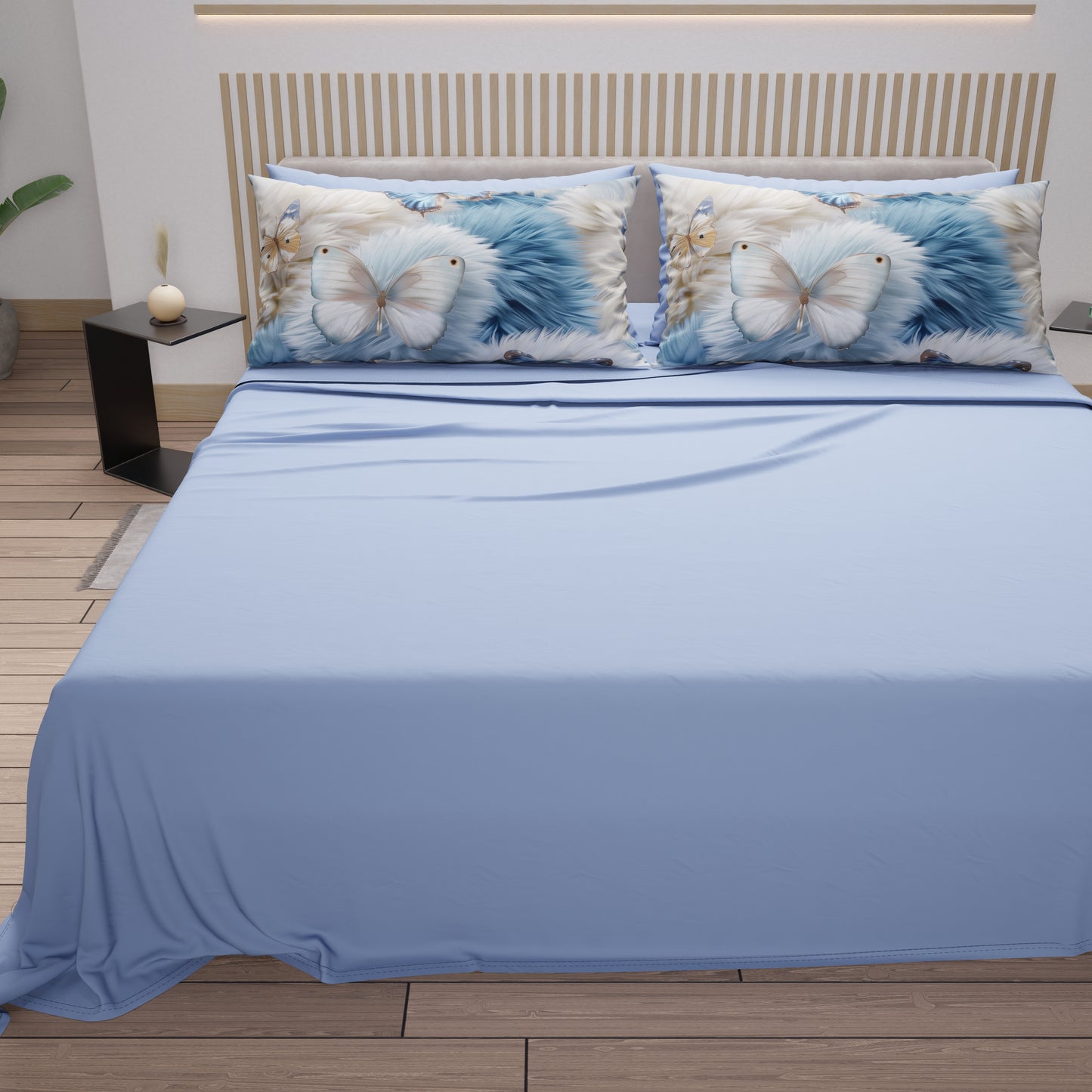 Lenzuola in Cotone, Completo Letto con Federe in Stampa Digitale Floreale Mar-12