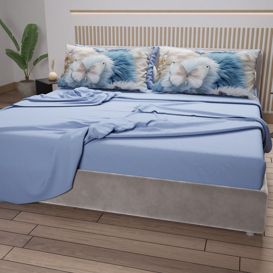 Draps en Coton, Parure de Lit avec Taies d'Oreiller en Impression Numérique Florale Mar-12