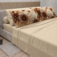 Lenzuola in Cotone, Completo Letto con Federe in Stampa Digitale Petalo 10 Panna