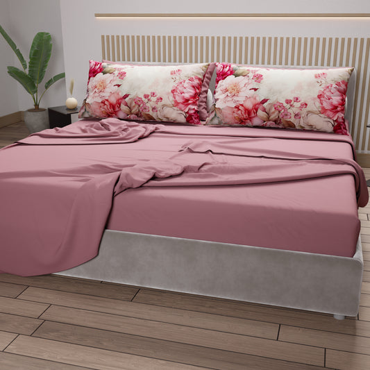 Draps en Coton, Parure de Lit avec Taies en Impression Numérique Florale 04-152