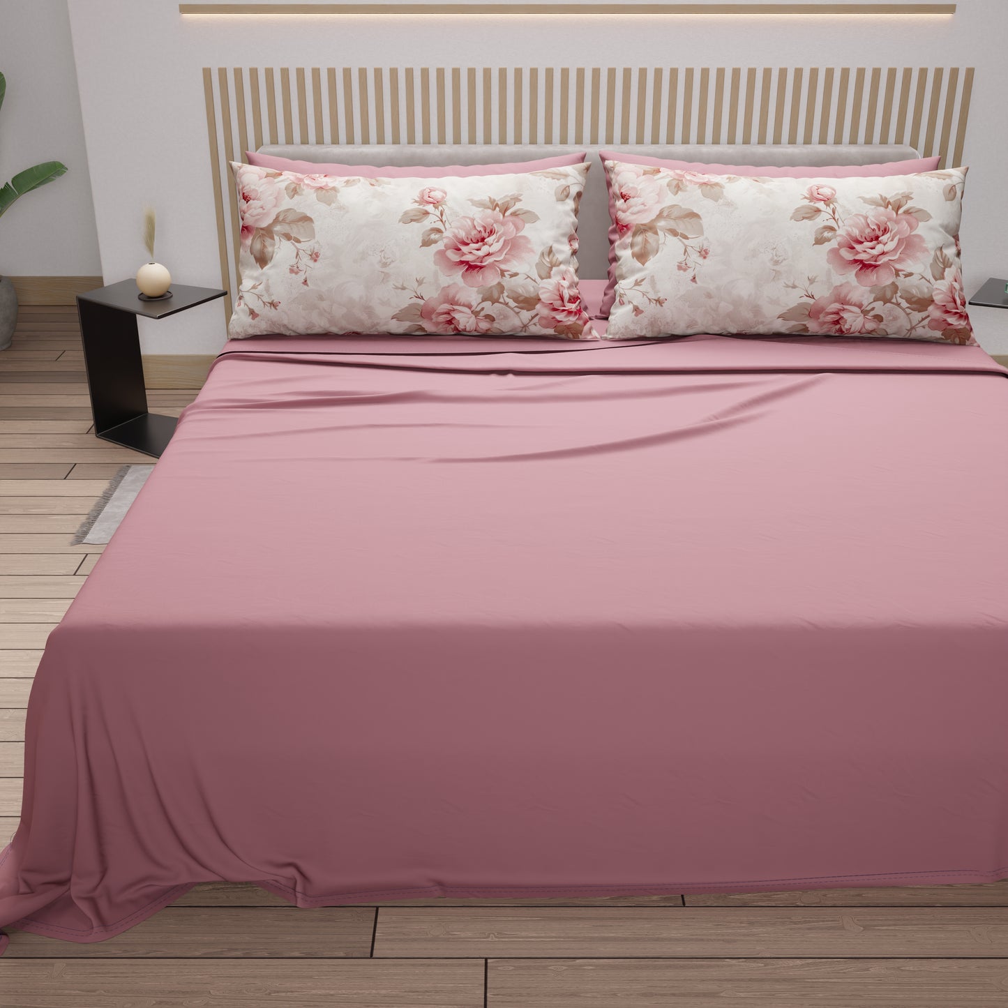 Lenzuola in Cotone, Completo Letto con Federe in Stampa Digitale Floreale 04-156