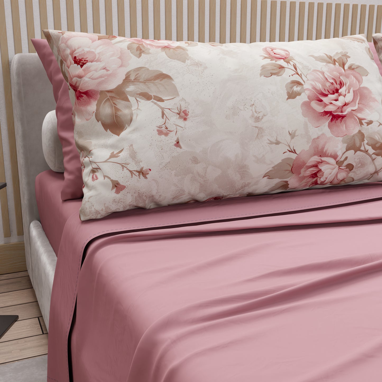 Lenzuola in Cotone, Completo Letto con Federe in Stampa Digitale Floreale 04-156