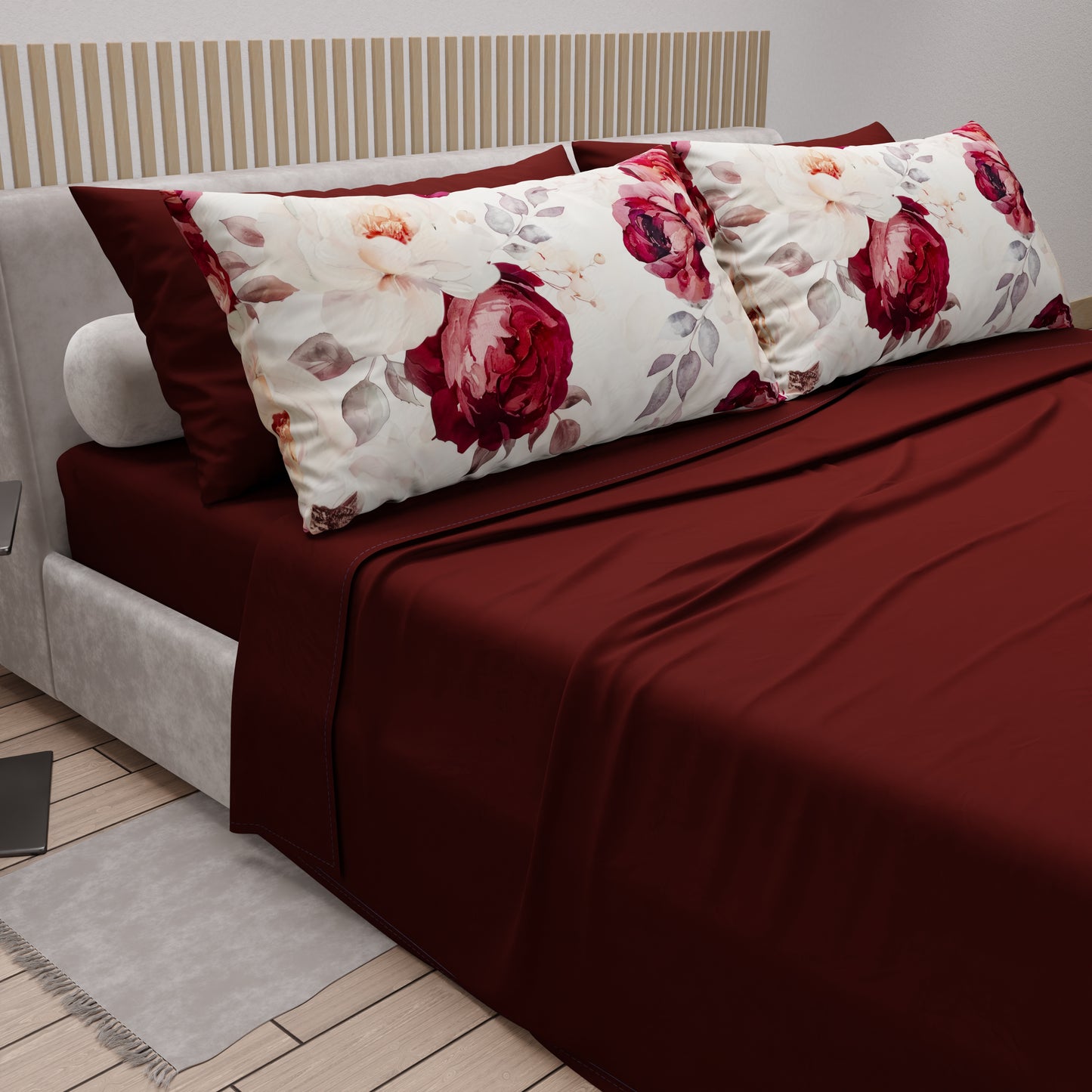 Lenzuola in Cotone, Completo Letto con Federe in Stampa Digitale Floreale 04-171
