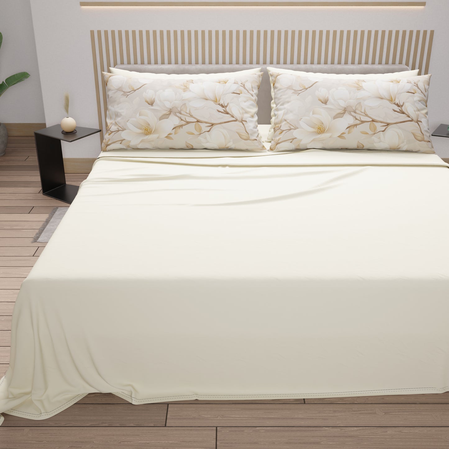 Lenzuola in Cotone, Completo Letto con Federe in Stampa Digitale Floreale 04-175