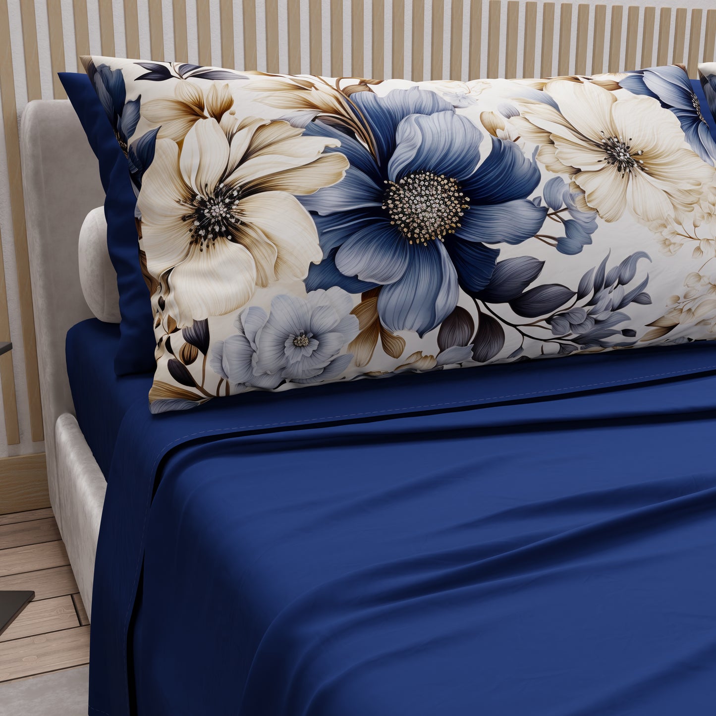 Lenzuola in Cotone, Completo Letto con Federe in Stampa Digitale Floreale 04-300