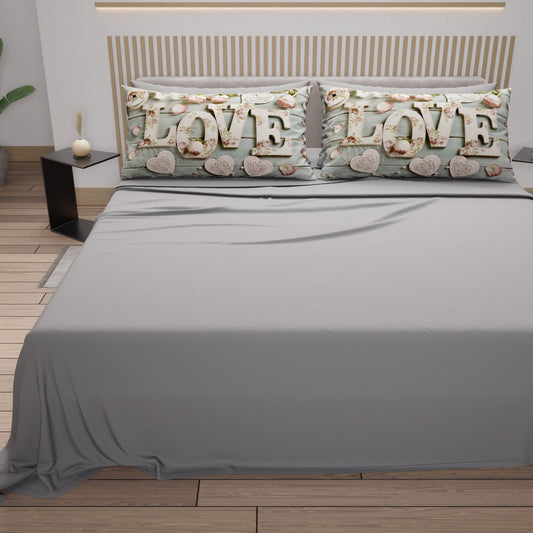Lenzuola in Cotone, Completo Letto con Federe in Stampa Digitale Shabby 318