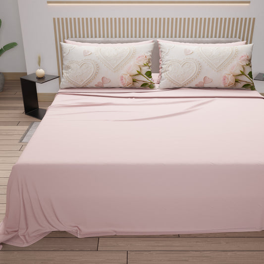 Draps en coton, Parure de lit avec taies d'oreiller en impression digitale Shabby 319