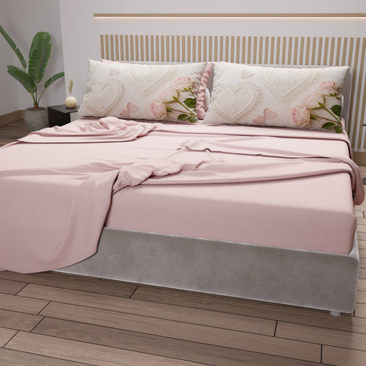 Draps en coton, Parure de lit avec taies d'oreiller en impression digitale Shabby 319