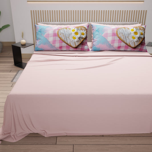 Draps en coton, Parure de lit avec taies d'oreiller en impression digitale Shabby 329