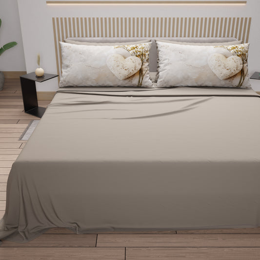 Draps en coton, Parure de lit avec taies d'oreiller en impression digitale Shabby 339