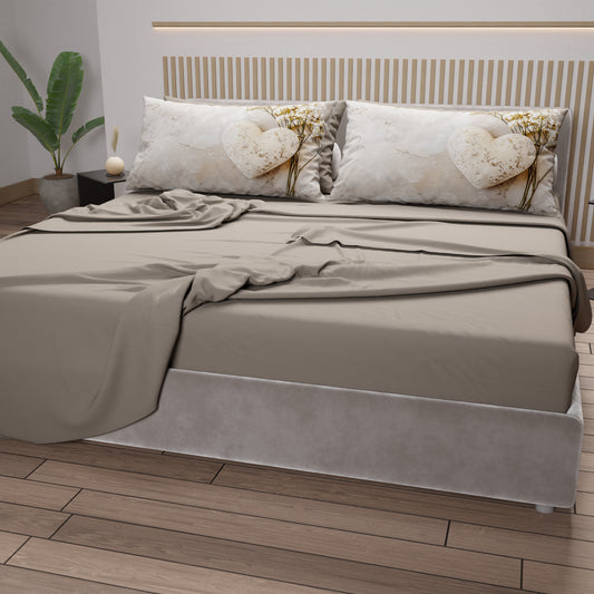 Draps en coton, Parure de lit avec taies d'oreiller en impression digitale Shabby 339