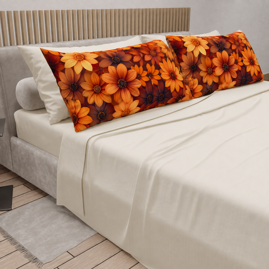Lenzuola in Cotone, Completo Letto con Federe in Stampa Digitale Autunno 06 Panna