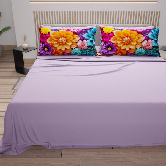 Lenzuola in Cotone, Completo Letto con Federe in Stampa Digitale Floreale 05-12