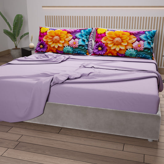 Lenzuola in Cotone, Completo Letto con Federe in Stampa Digitale Floreale 05-12