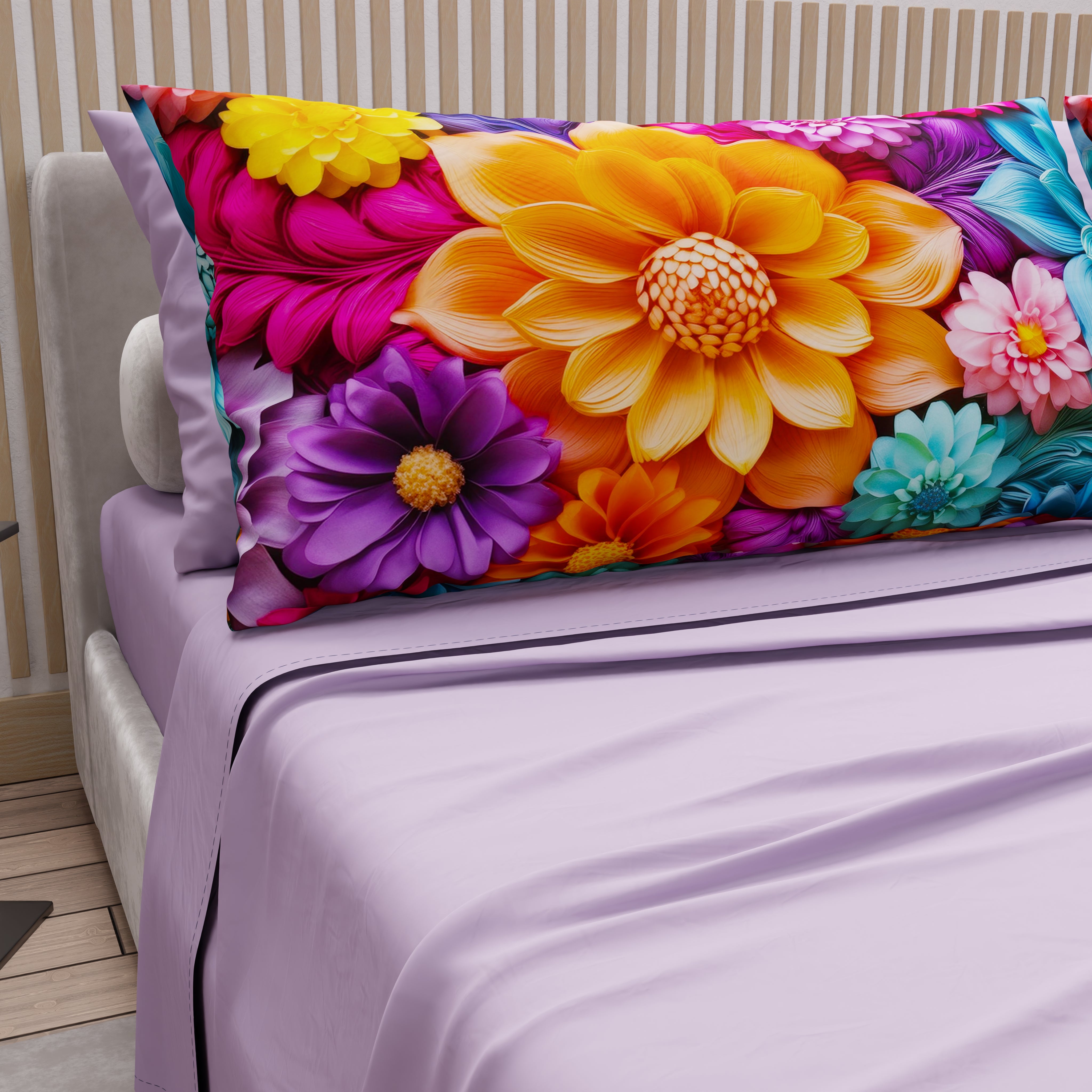 Completo Lenzuola Letto In 100% Cotone Made In Italy – Fantasia Floreale Cloe – Morbido E Traspirante Con Certificazione Oeko-Tex