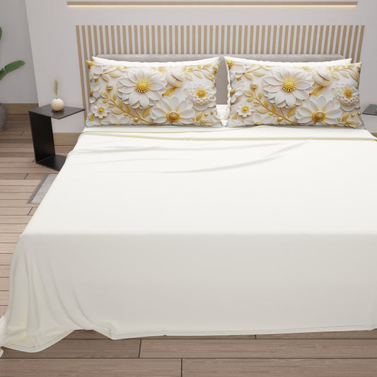 Lenzuola in Cotone, Completo Letto con Federe in Stampa Digitale Floreale 05-13