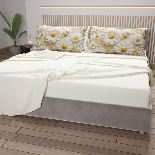 Lenzuola in Cotone, Completo Letto con Federe in Stampa Digitale Floreale 05-13