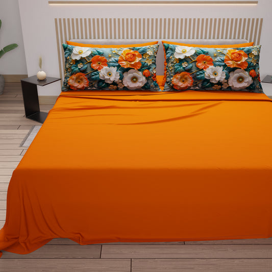 Lenzuola in Cotone, Completo Letto con Federe in Stampa Digitale Floreale 05-18