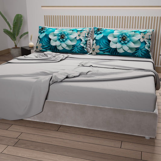 Lenzuola in Cotone, Completo Letto con Federe in Stampa Digitale Floreale 05-21