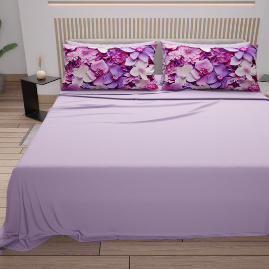 Lenzuola in Cotone, Completo Letto con Federe in Stampa Digitale Floreale 05-23