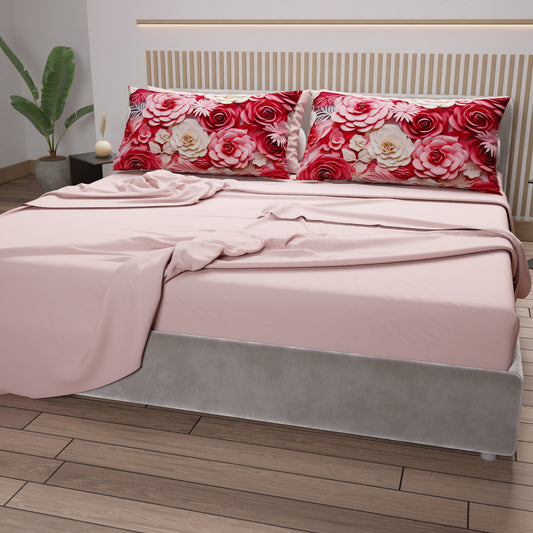 Lenzuola in Cotone, Completo Letto con Federe in Stampa Digitale Floreale 05-3