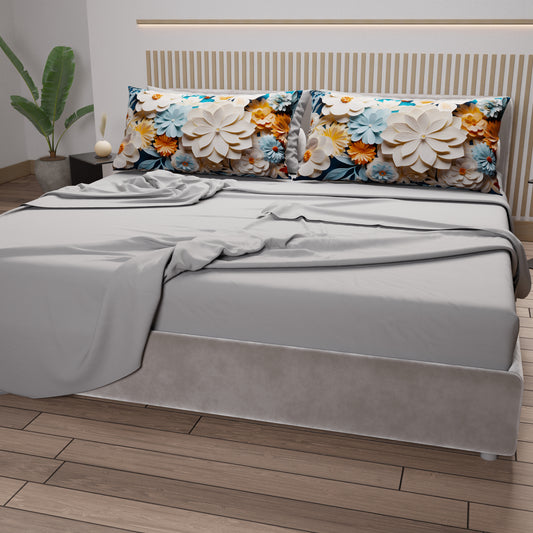 Lenzuola in Cotone, Completo Letto con Federe in Stampa Digitale Floreale 05-5