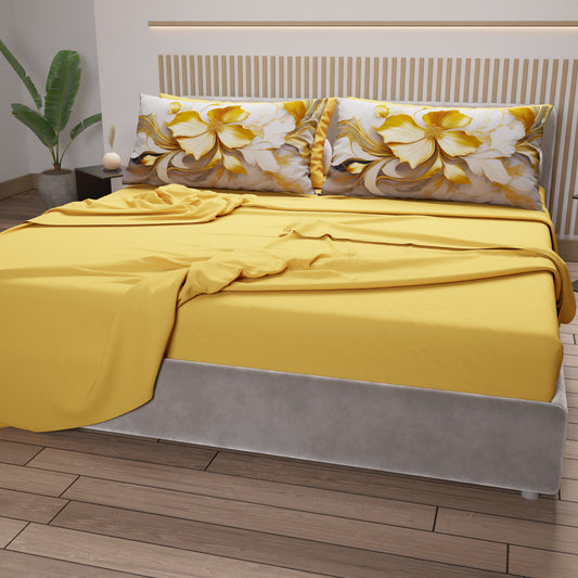 Lenzuola in Cotone, Completo Letto con Federe in Stampa Digitale Floreale 06-20