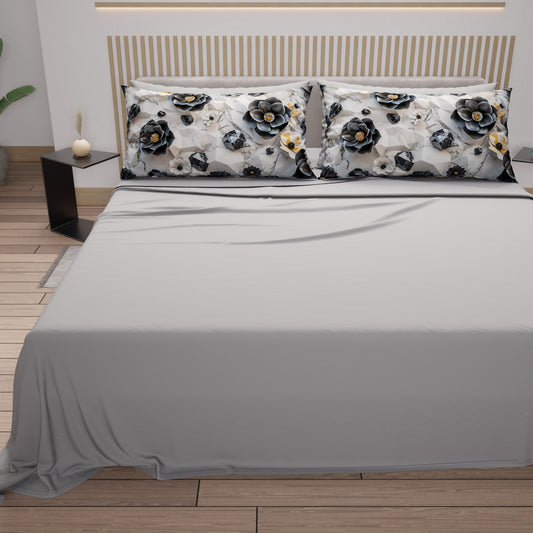 Lenzuola in Cotone, Completo Letto con Federe in Stampa Digitale Floreale 06-7
