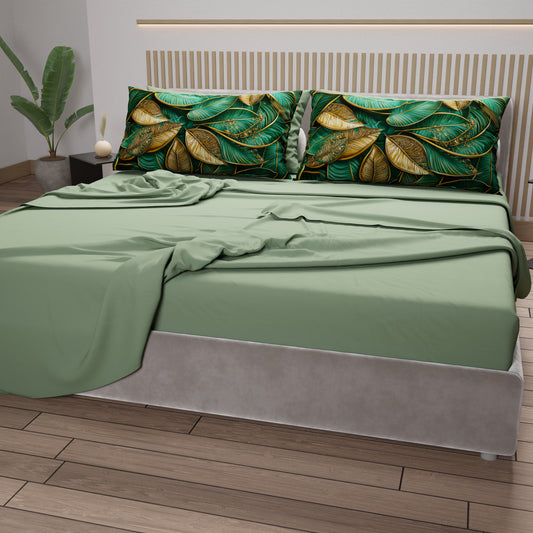 Lenzuola in Cotone, Completo Letto con Federe in Stampa Digitale Tropical 06-1