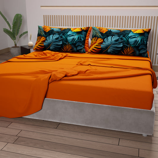 Lenzuola in Cotone, Completo Letto con Federe in Stampa Digitale Tropical 06-3